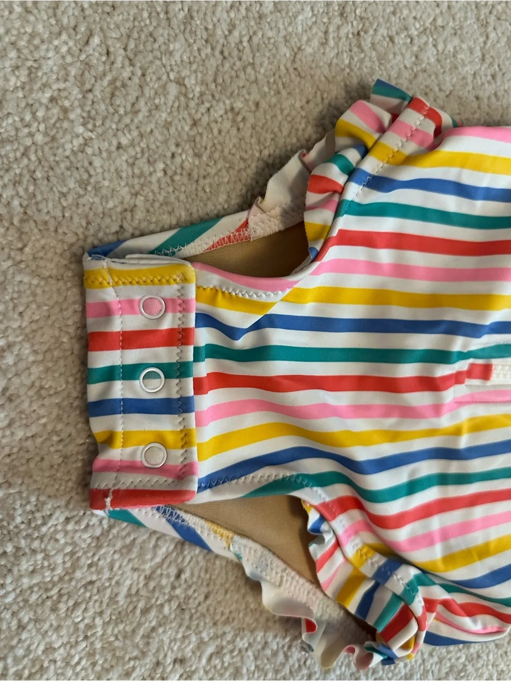 Old Navy Girls' Multicolor Stripe and Coral One-Piece Swimsuits